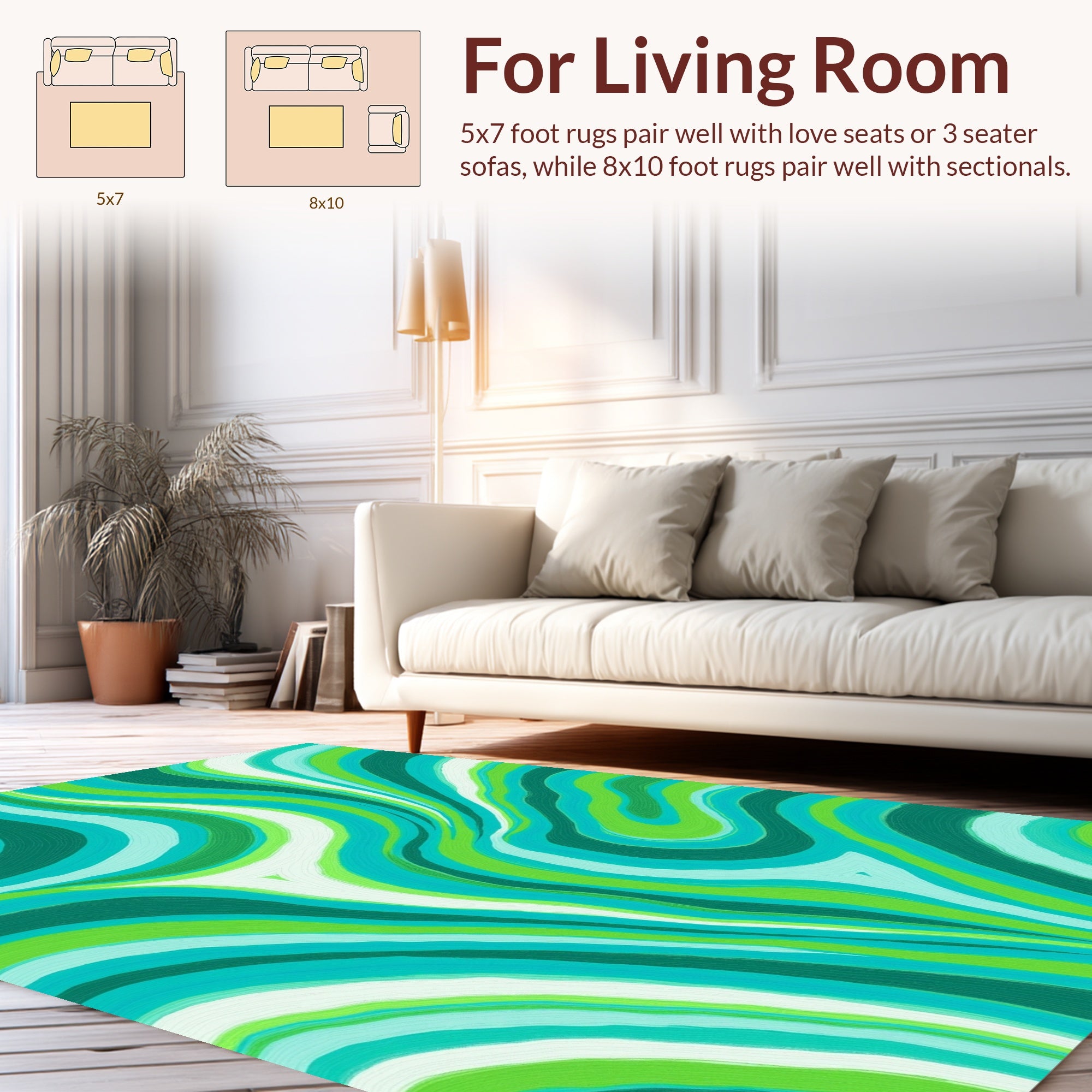Groovy Aqua Green Swirl Rug