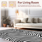 Bold Black White Wavy Stripes Rug