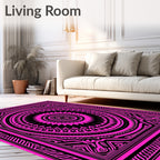 Vivid Pink Radial Mandala Art Rug