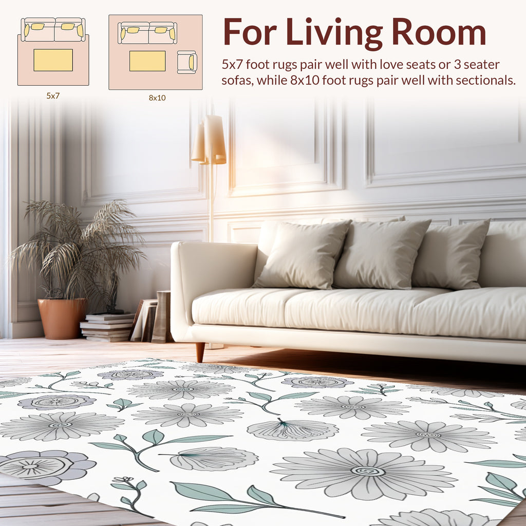 Delicate Floral Pattern with Sage Accents Rug