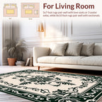 Ornate Floral Leaf Border Design Rug