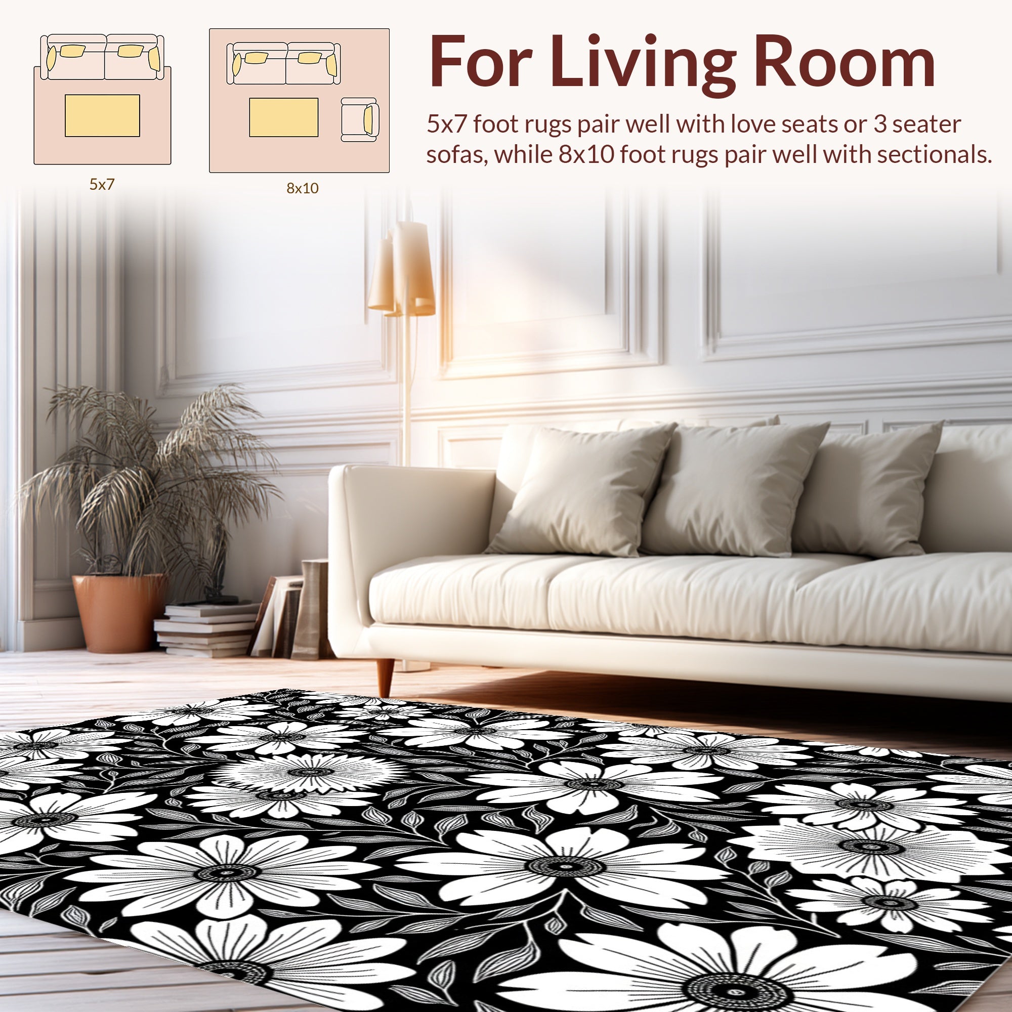 Classic Daisy Outline Pattern Rug