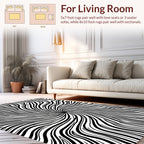 Abstract Black White Swirl Pattern Rug