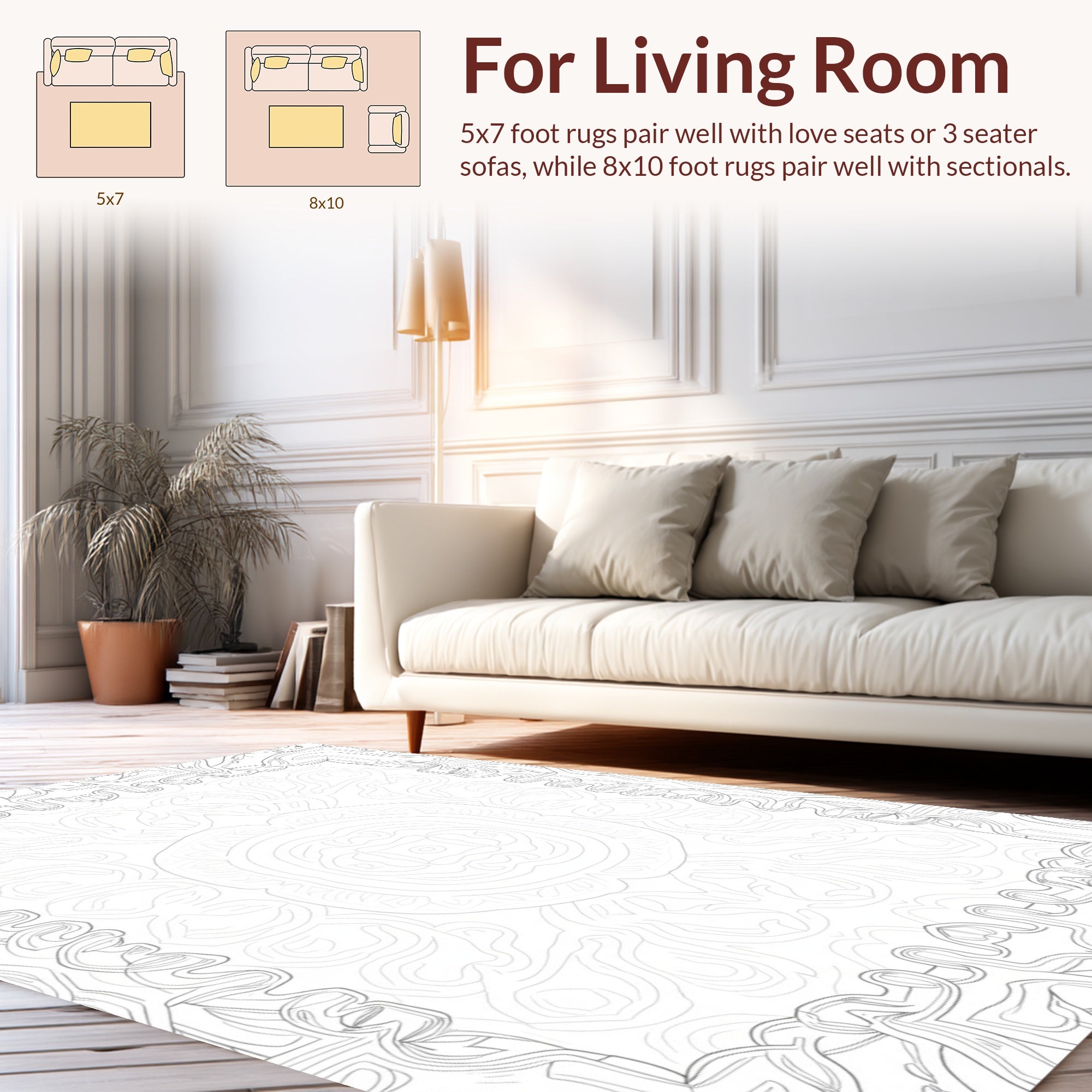 Ornate Mandala Bordered Abstract Design Rug
