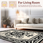 Ornate Black Ivory Symmetry Mandala Rug