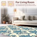 Classic Blue Floral Damask Pattern Rug