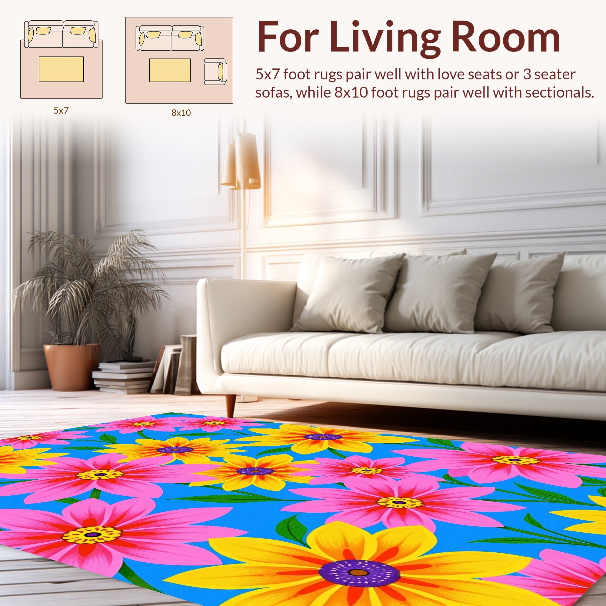 Vibrant Floral Bloom Pattern Rug