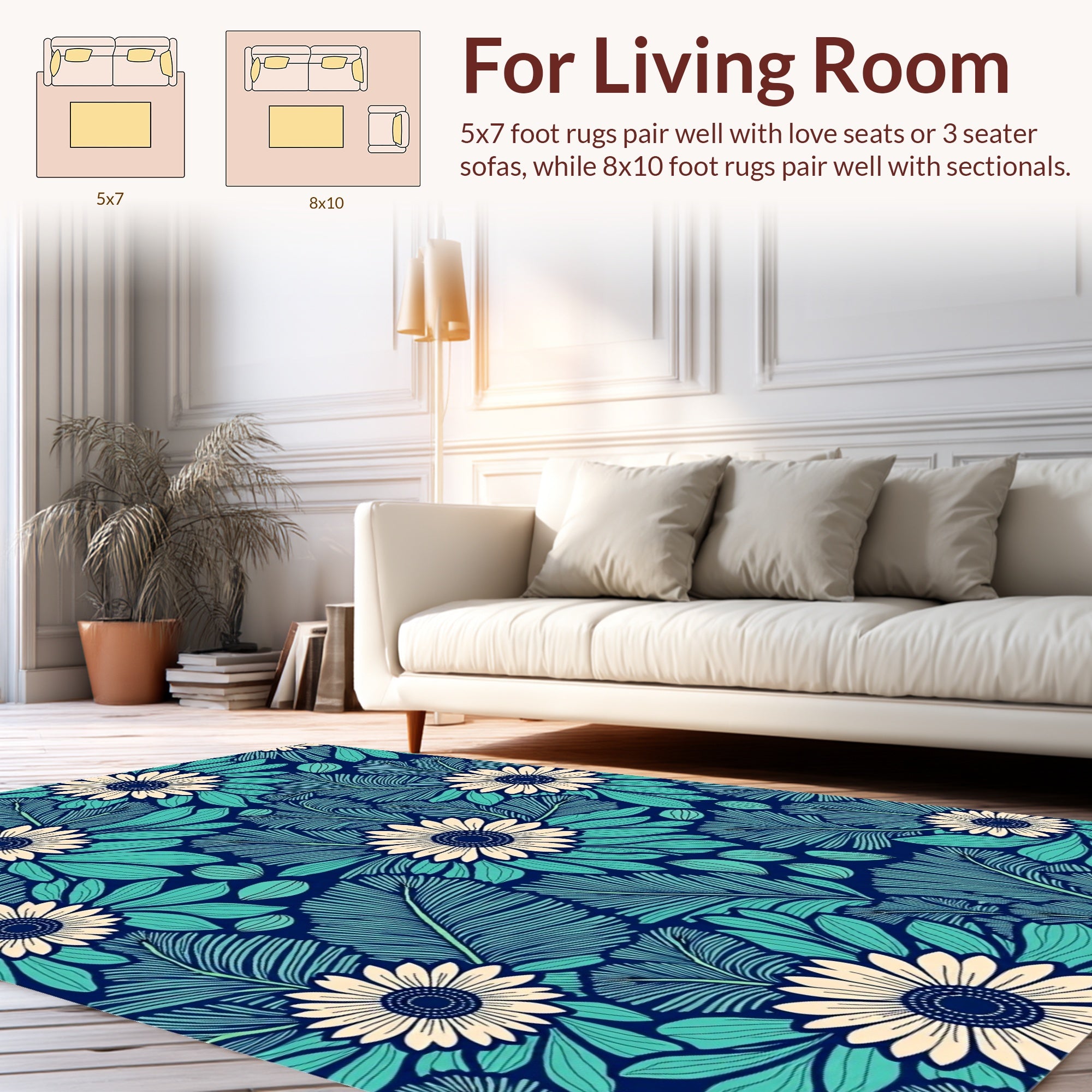 Art Nouveau Floral Sunburst Pattern Rug