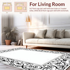 Classic Black Scroll Vine Design Rug