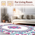 Floral Medallion Pink Teal Design Rug