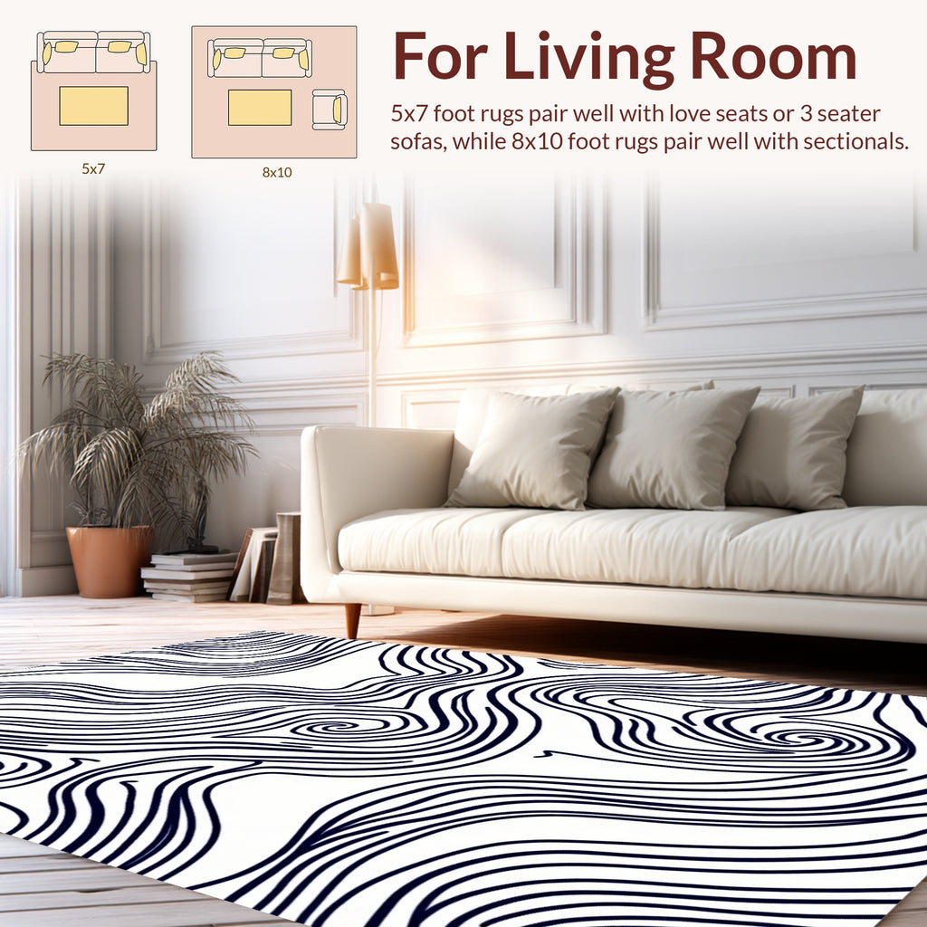 Abstract Organic Swirl Line Pattern Rug