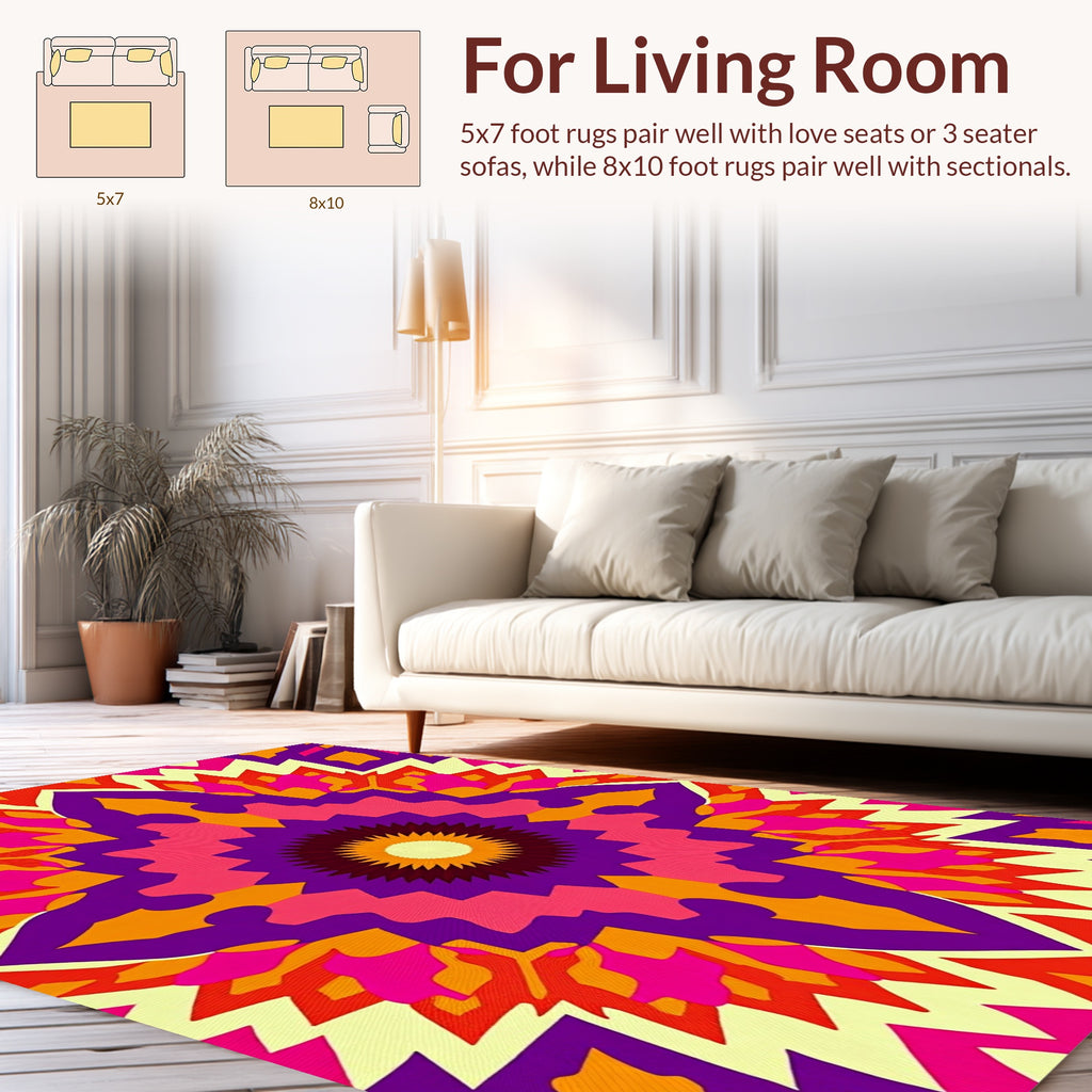 Vibrant Kaleidoscope Geometric Design Rug