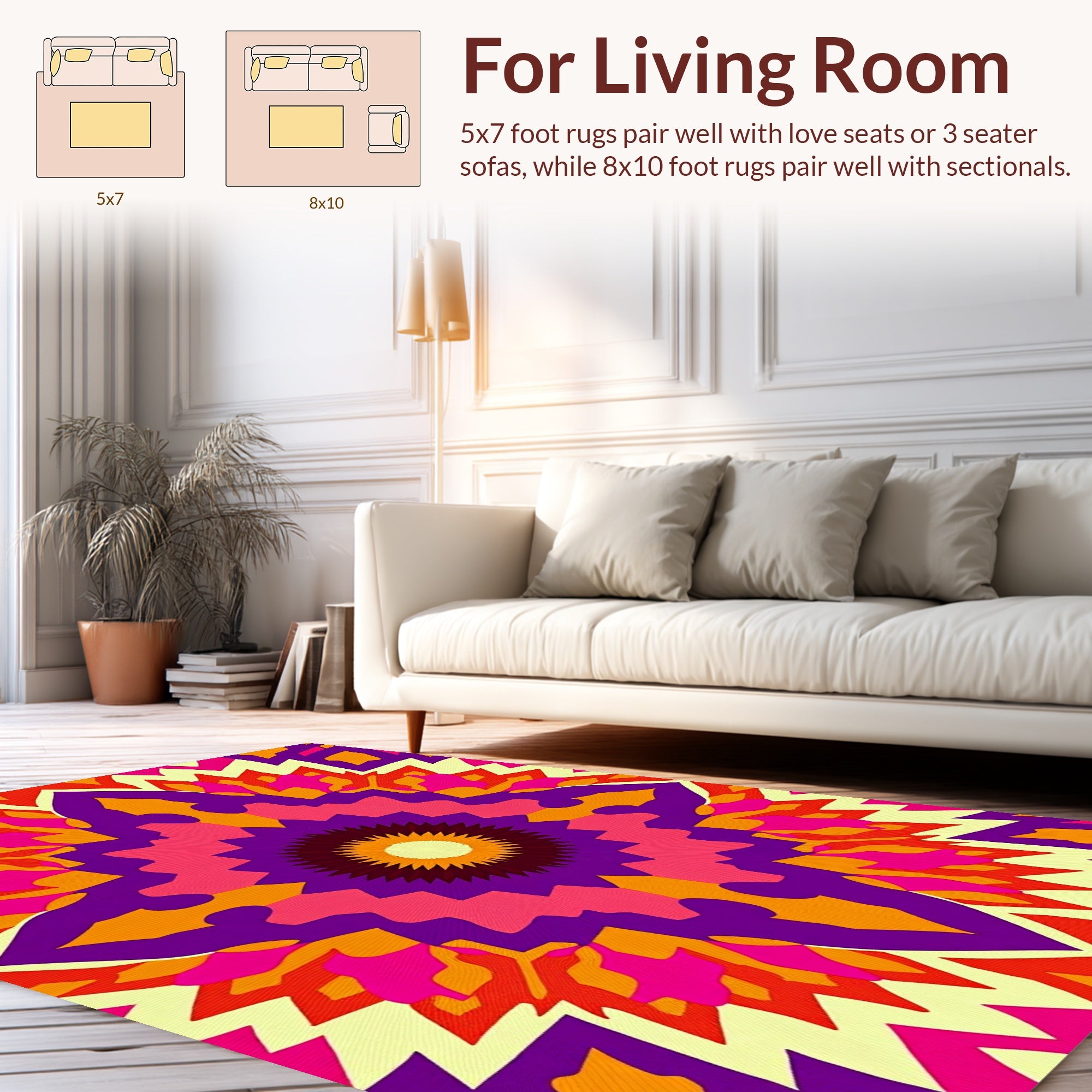 Vibrant Kaleidoscope Geometric Design Rug