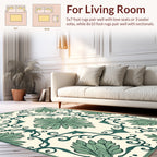 Elegant Teal Floral Scrollwork Design Rug