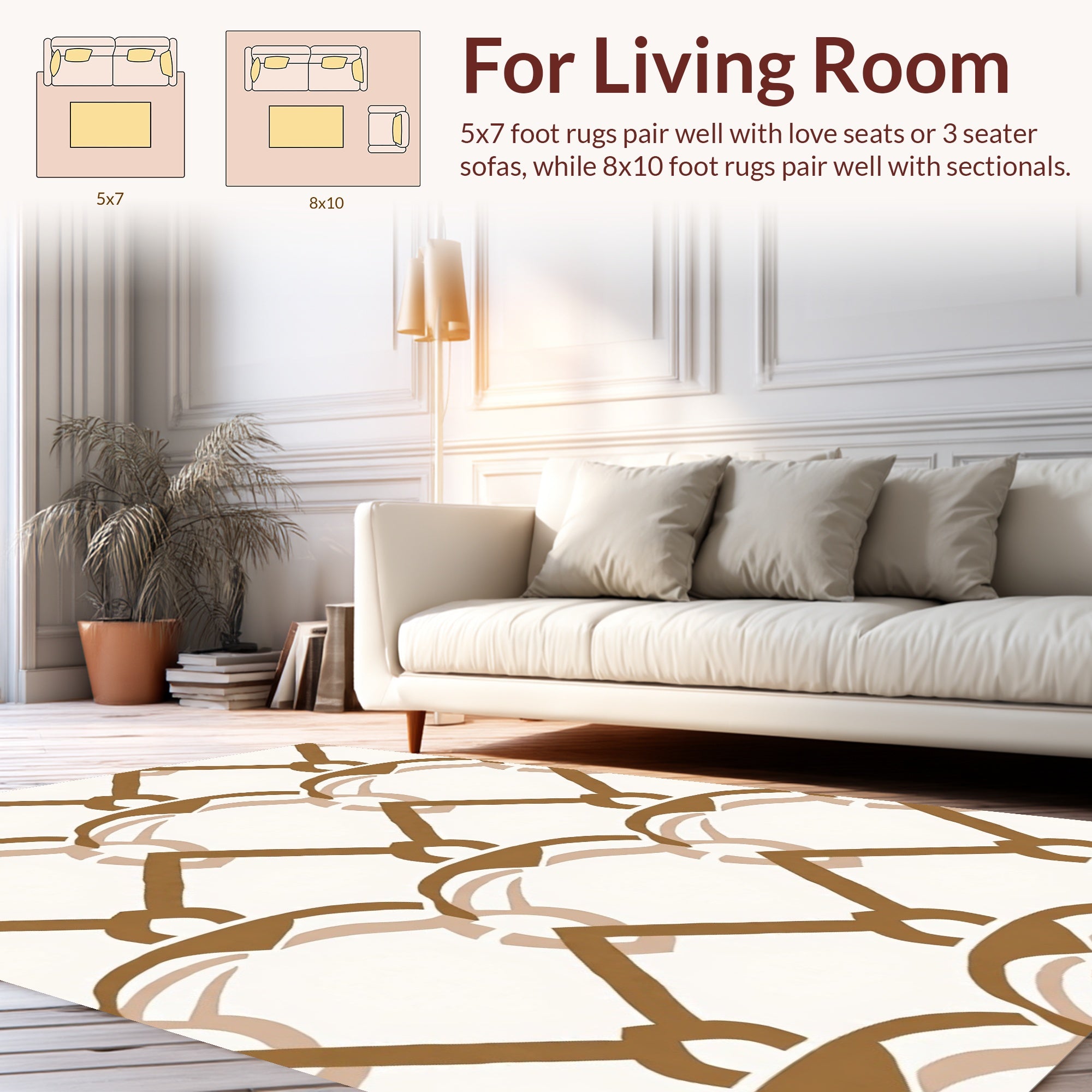 Brown Interlocking Trellis Pattern Rug