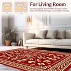 Deep Red Ivory Floral Motif Rug