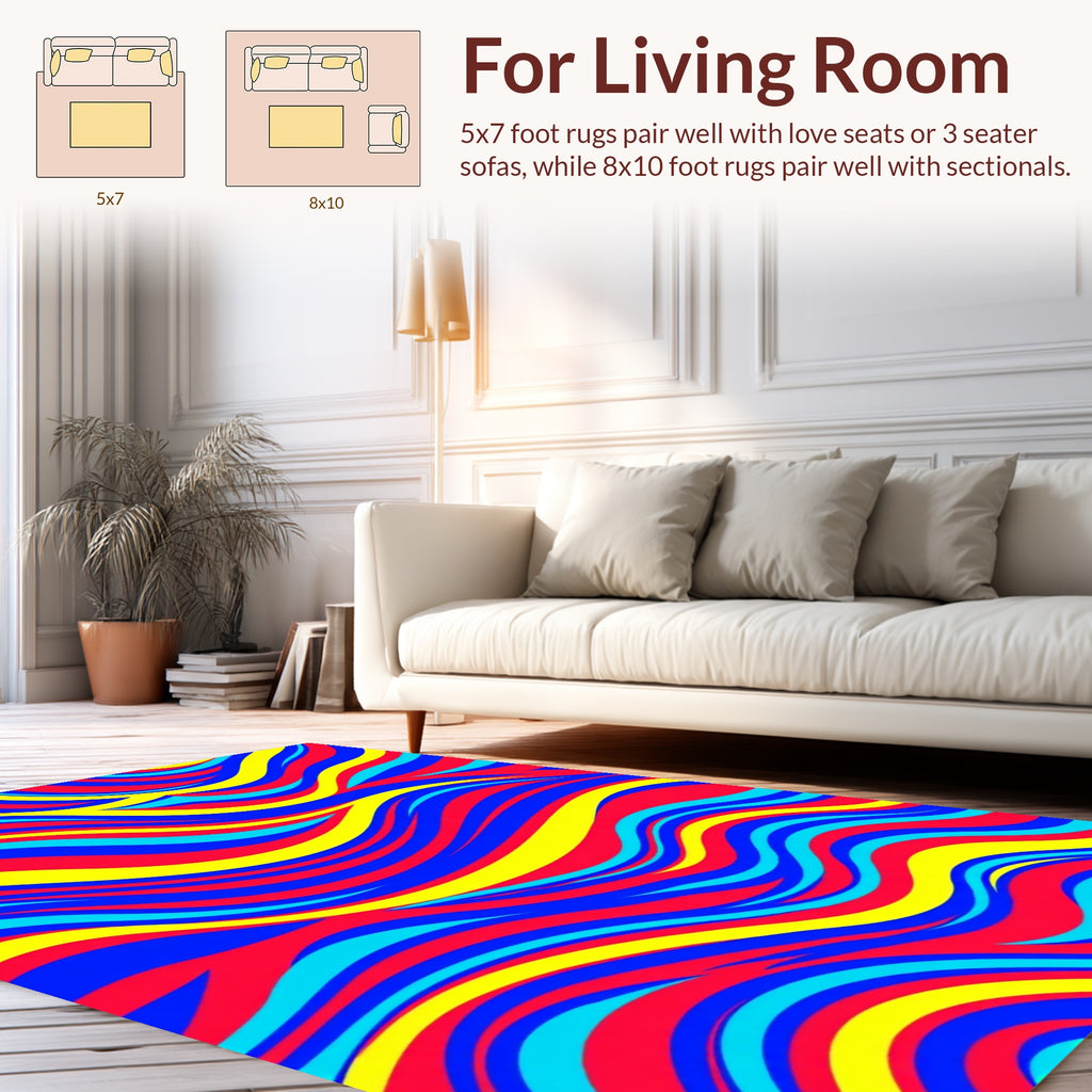 Vibrant Color Wave Pattern Rug