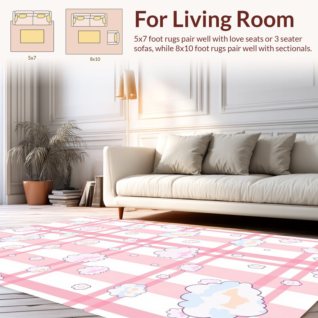 Pink Cloud Stripe Pattern Rug