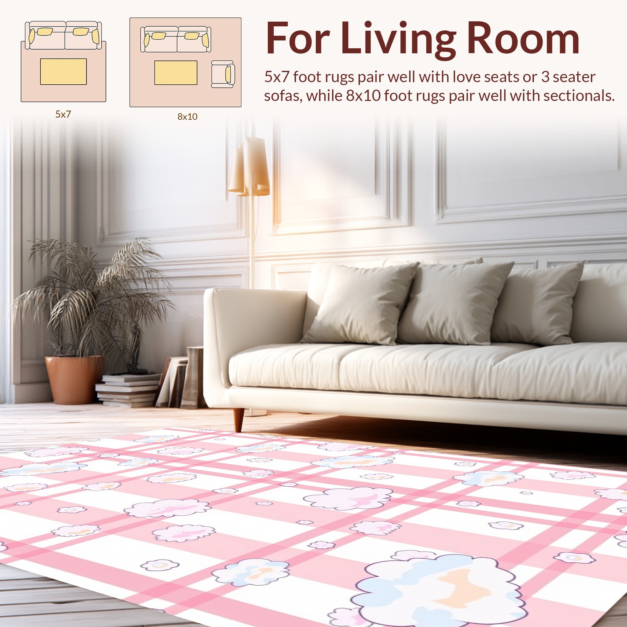 Pink Cloud Stripe Pattern Rug