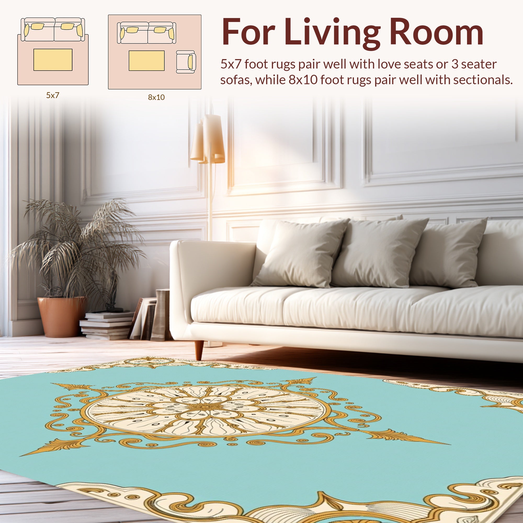 Classic Floral Inlay Medallion Pattern Rug