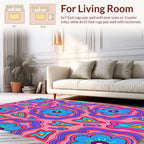 Groovy Pink Retro Floral Bloom Rug