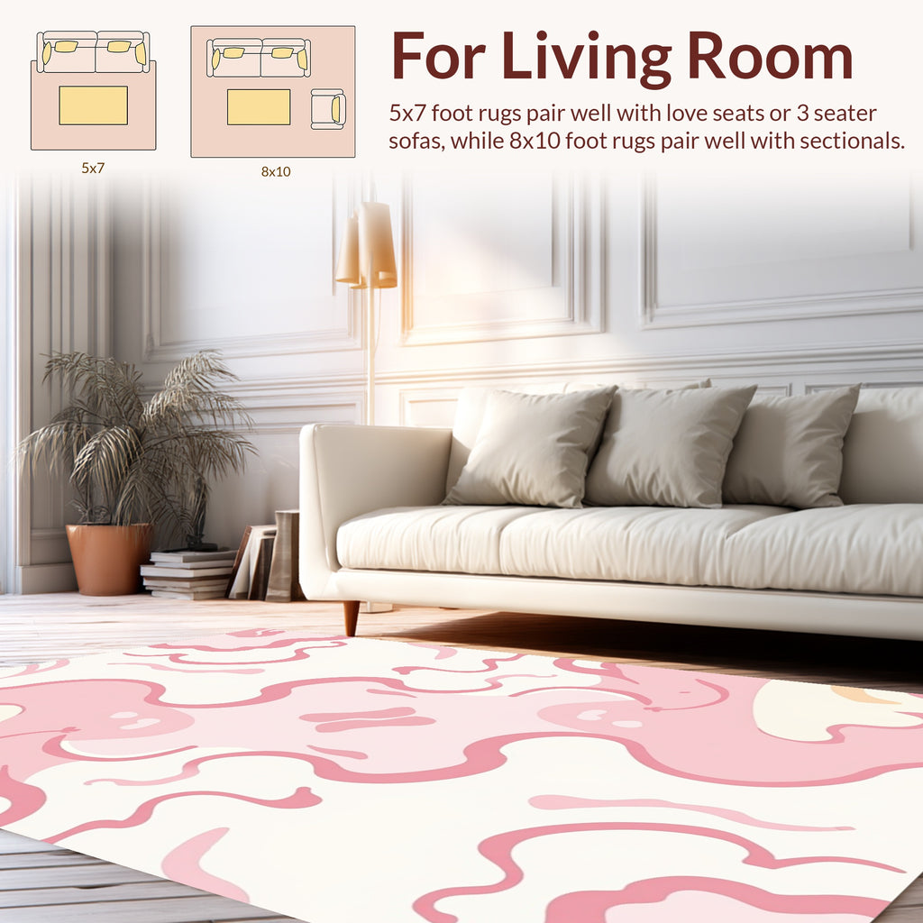 Playful Pink Swirl Organic Pattern Rug
