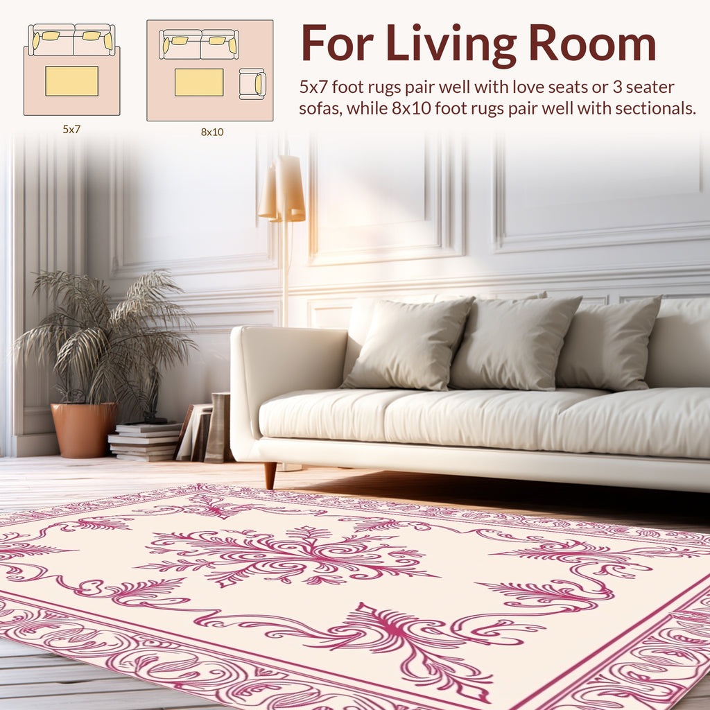 Elegant Pink Floral Ornamental Rug