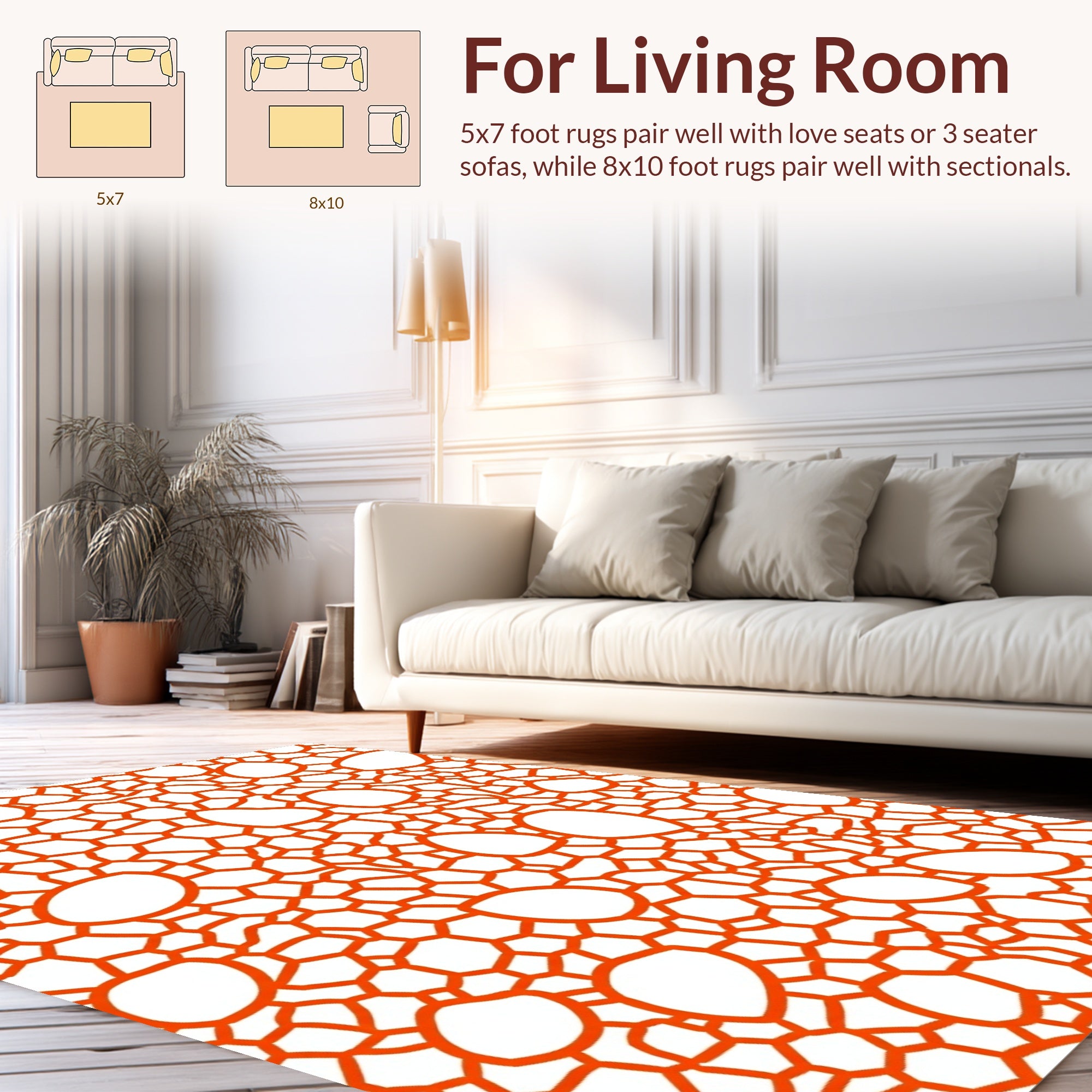 Orange Cracked Organic Pattern Rug