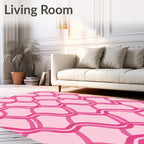 Pink Wavy Interlocking Pattern Rug