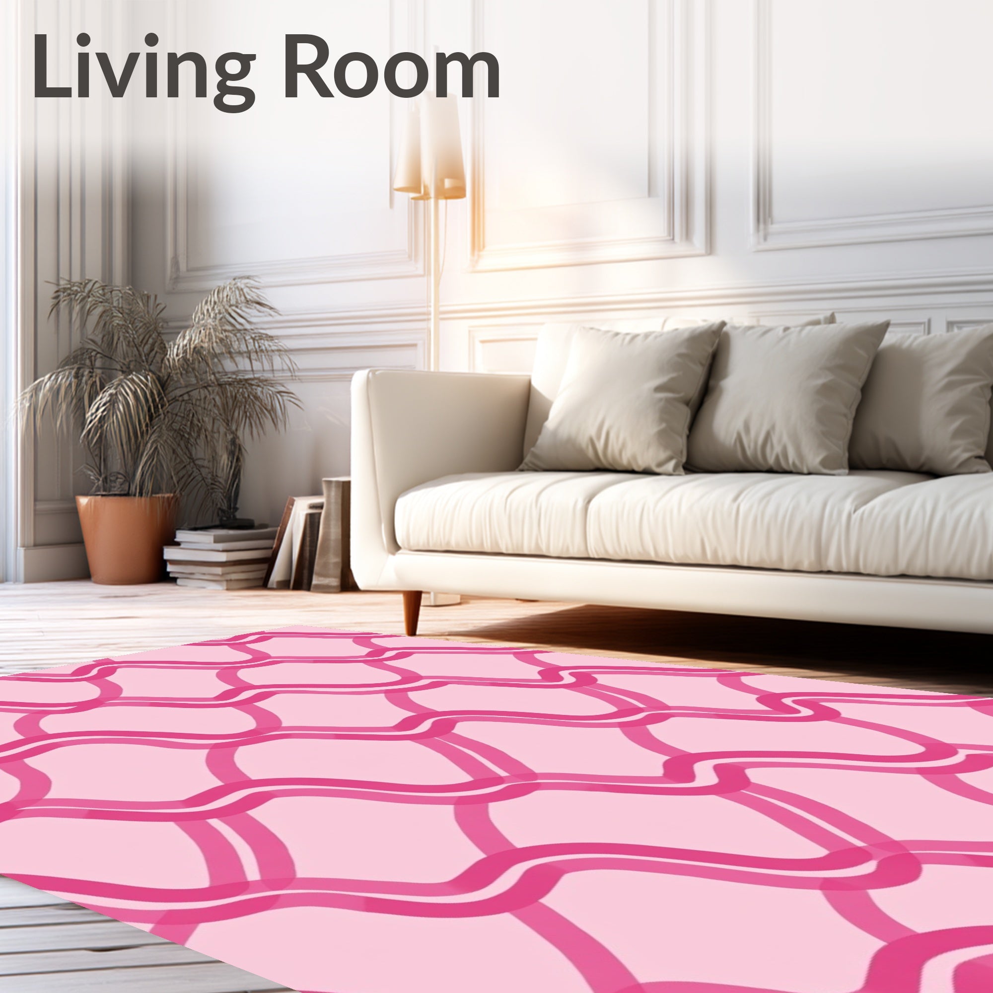 Pink Wavy Interlocking Pattern Rug