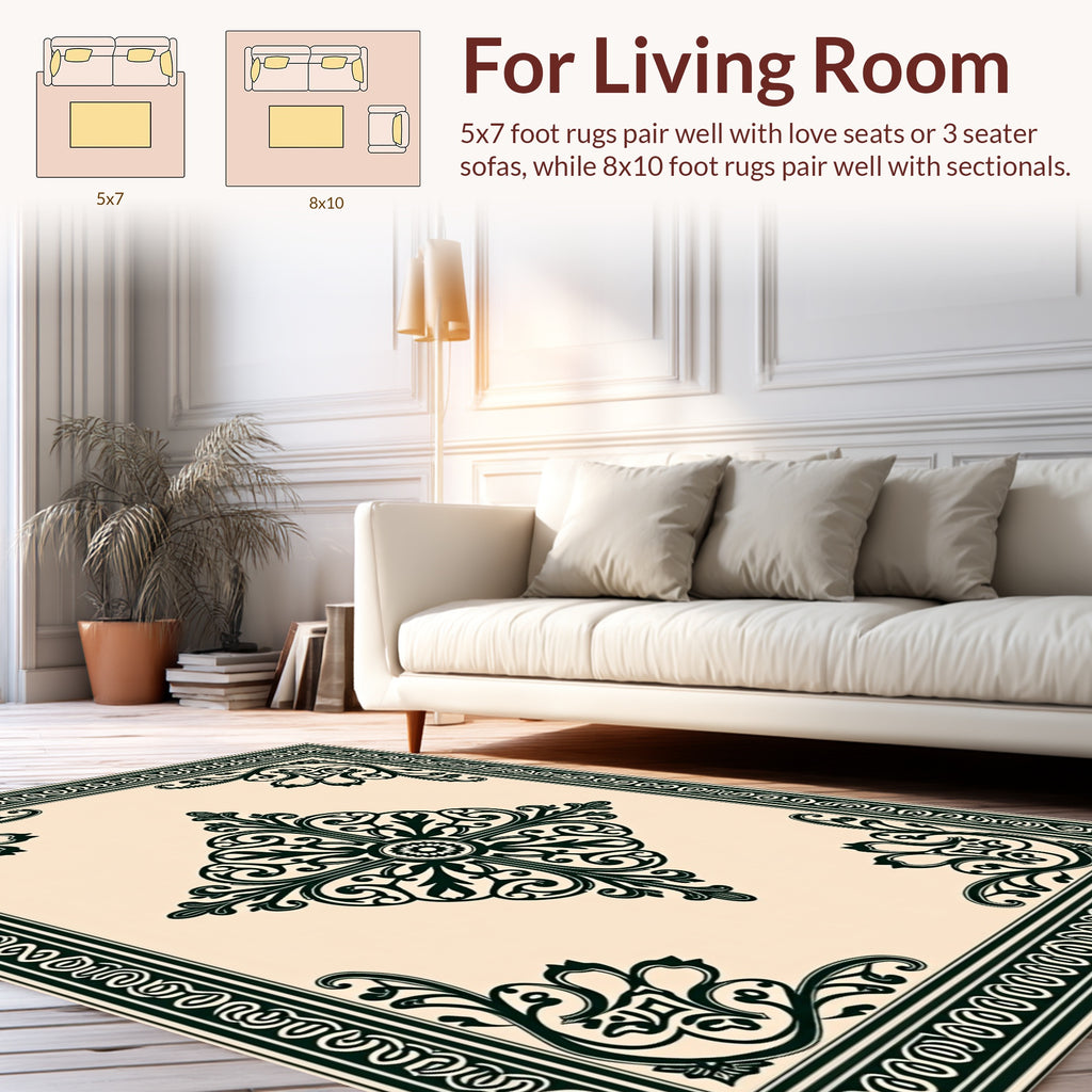 Ornate Scrollwork Classic Design Rug