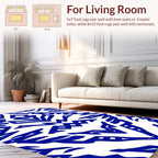 Bold Blue Abstract Geometric Pattern Rug
