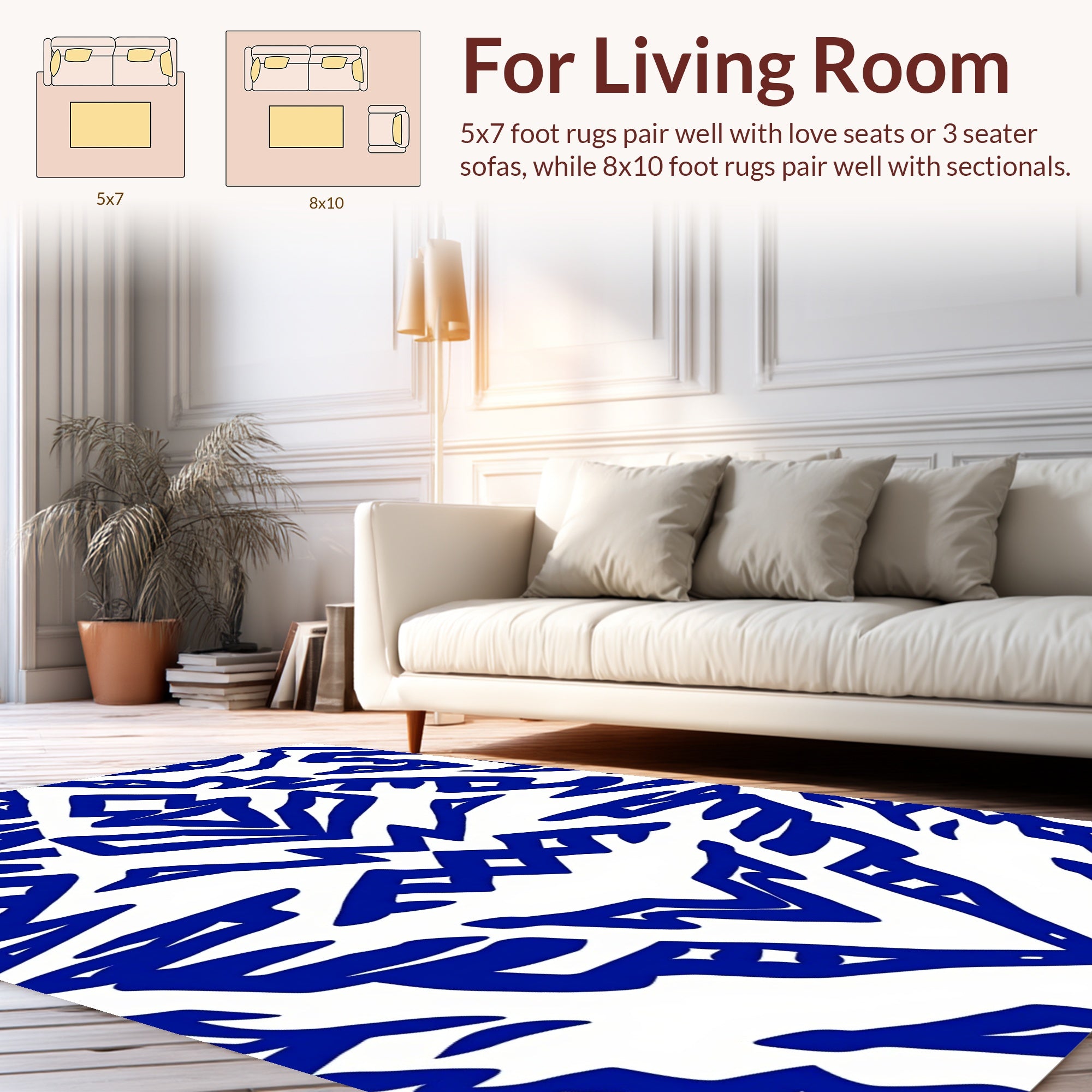 Bold Blue Abstract Geometric Pattern Rug