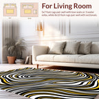Bold Black Yellow Wavy Stripes Rug