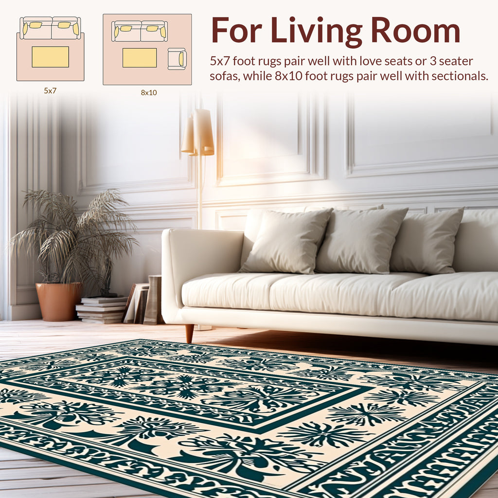 Ornate Floral Medallion Patterned Rug