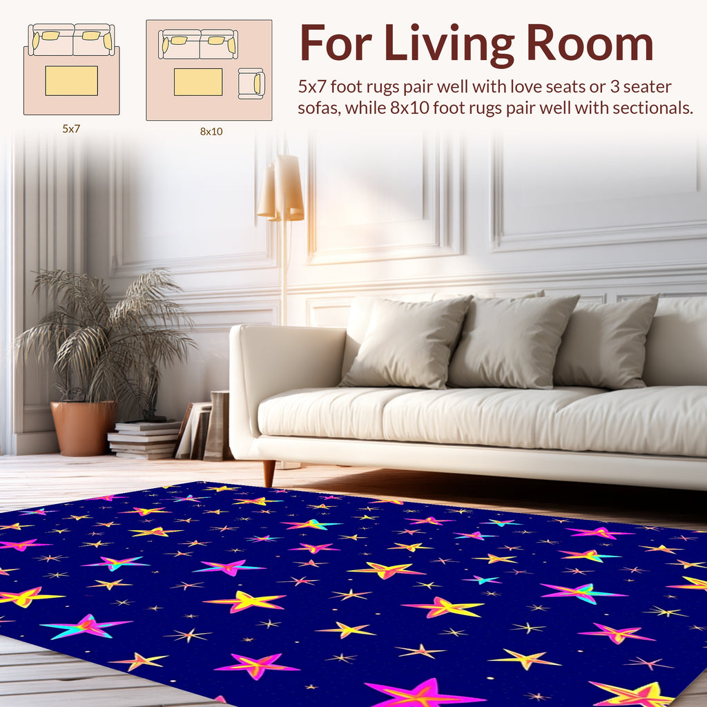 Vibrant Neon Starburst Pattern Design Rug