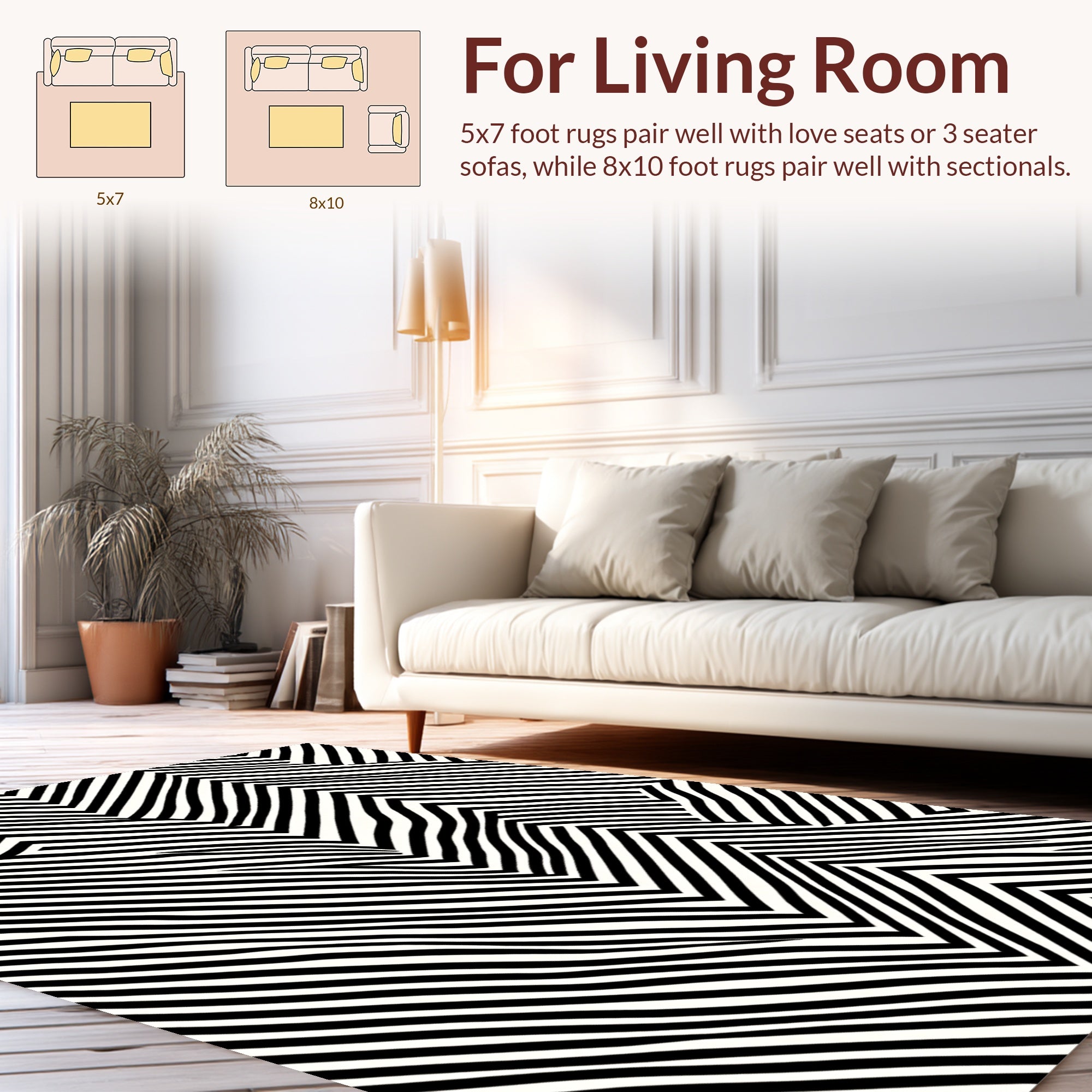 Black White Optical Illusion Pattern Rug