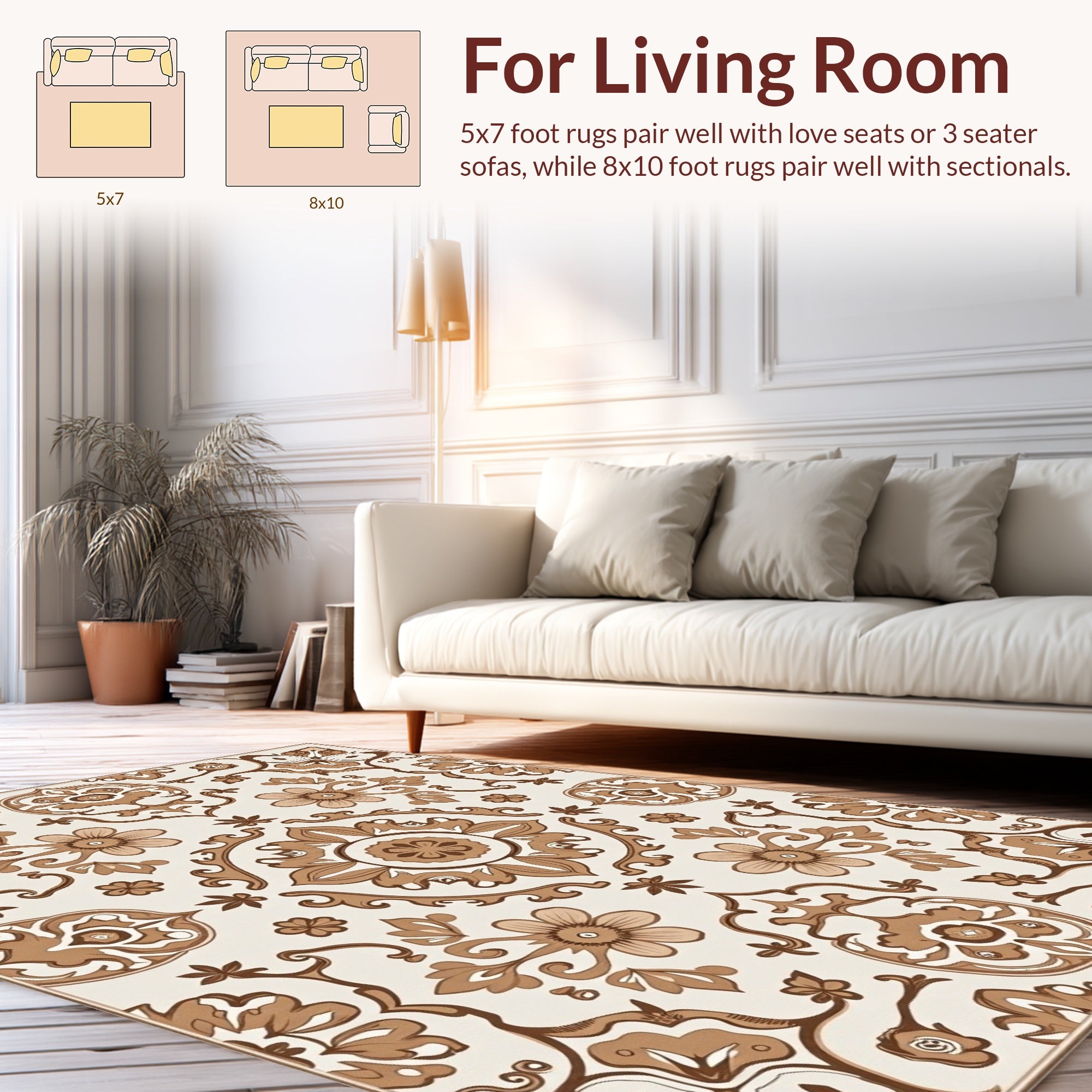 Ornate Floral Scrollwork And Flower Rug