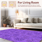 Floral Vine Patterned Purple Rug