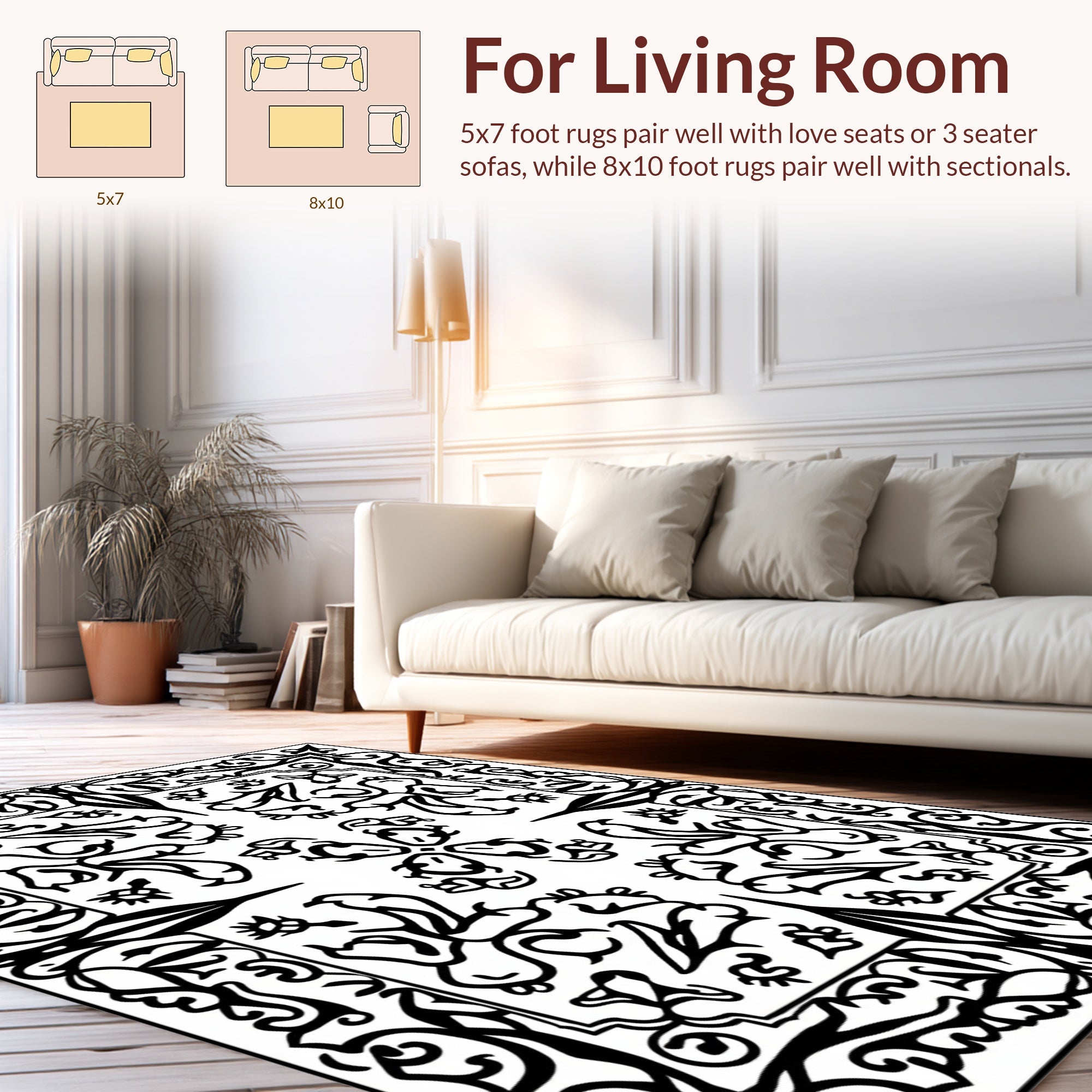 Intricate Floral Border Art Rug