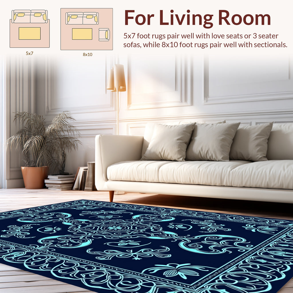 Intricate Floral Mandala Pattern Rug