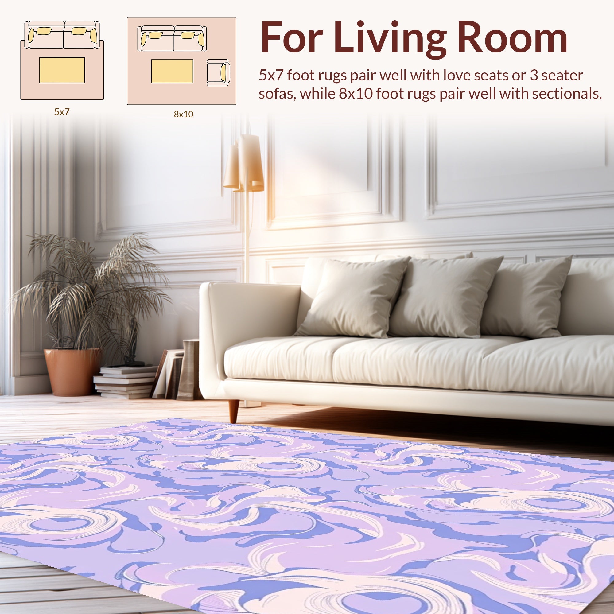 Misty Swirl Lavender Abstract Pattern Rug