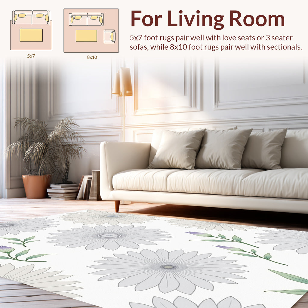 Soft Floral Bloom Pattern Design Rug
