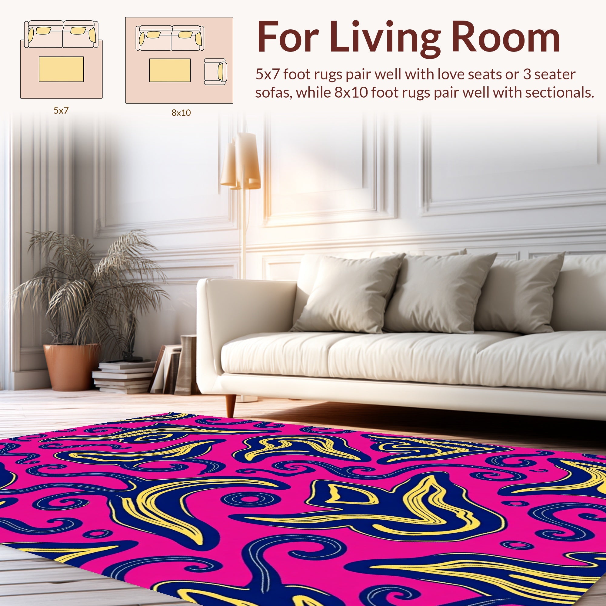 Bold Abstract Swirl Pattern Design Rug