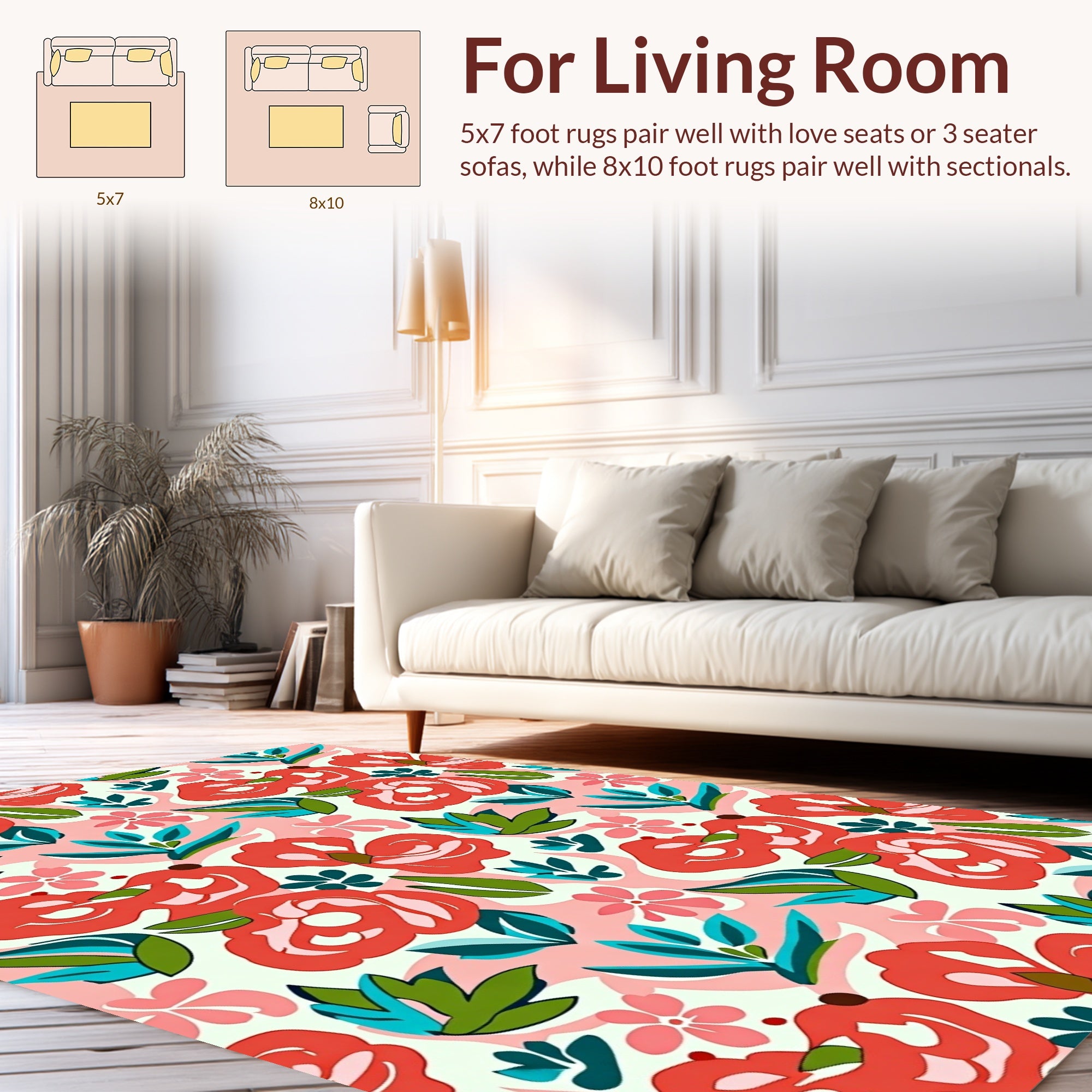 Bold Floral Patterned Artistic Design Rug