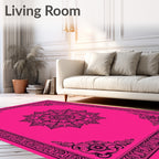 Ornate Mandala Patterned Pink Rug