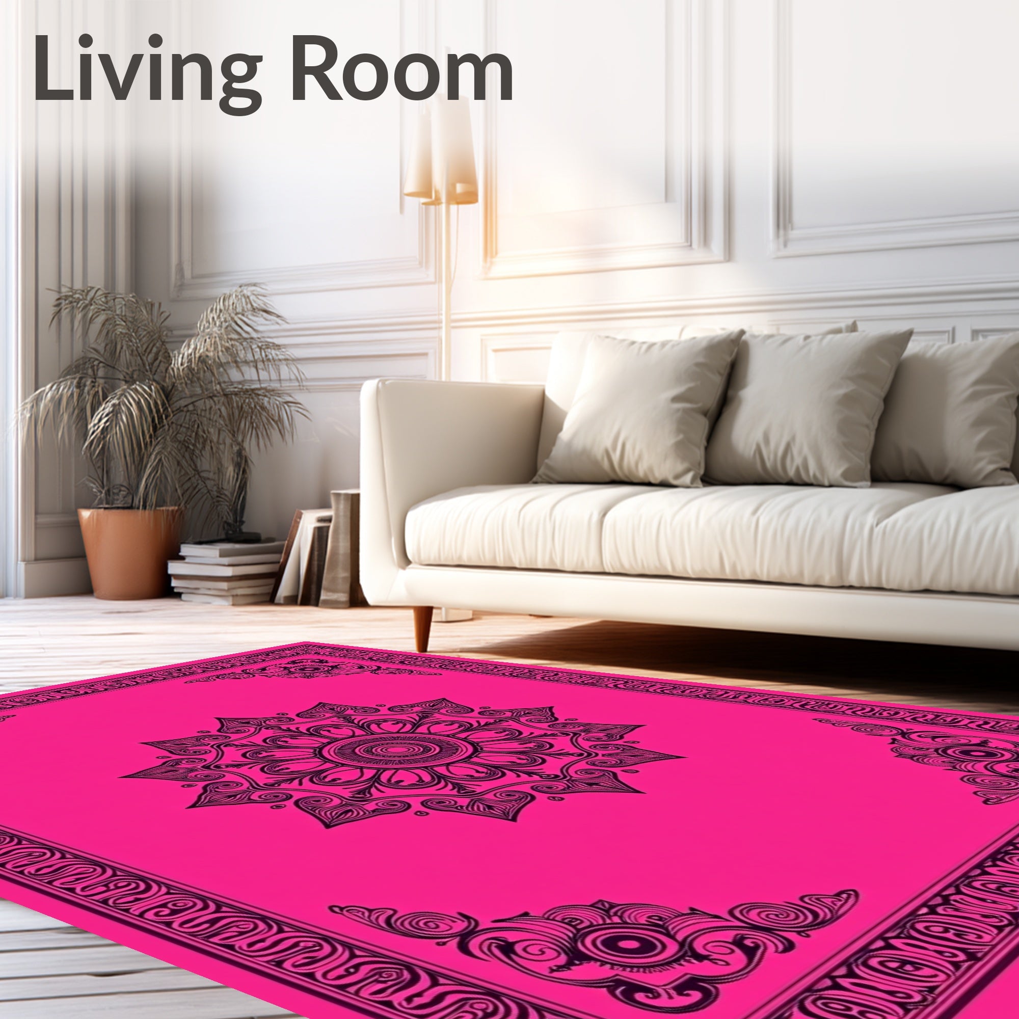 Ornate Mandala Patterned Pink Rug