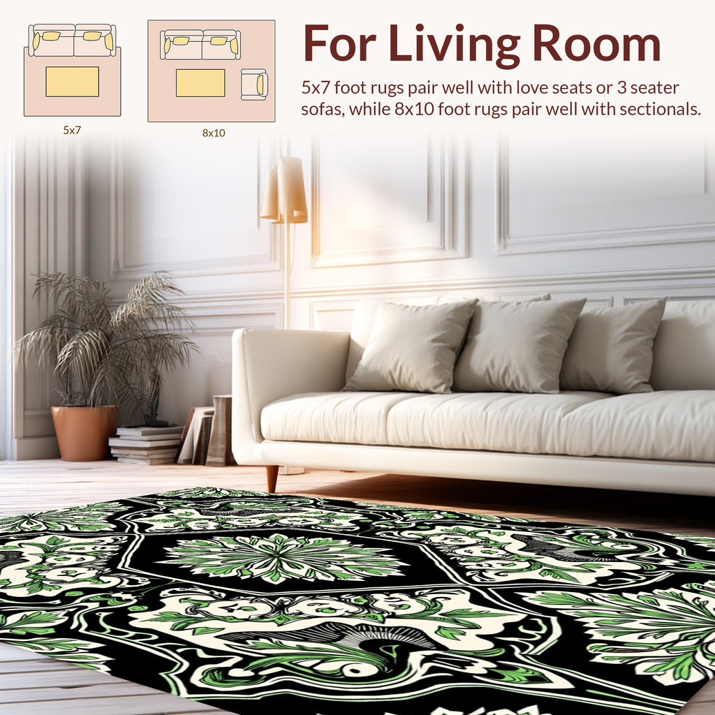Verdant Vintage Floral Symmetry Pattern Rug