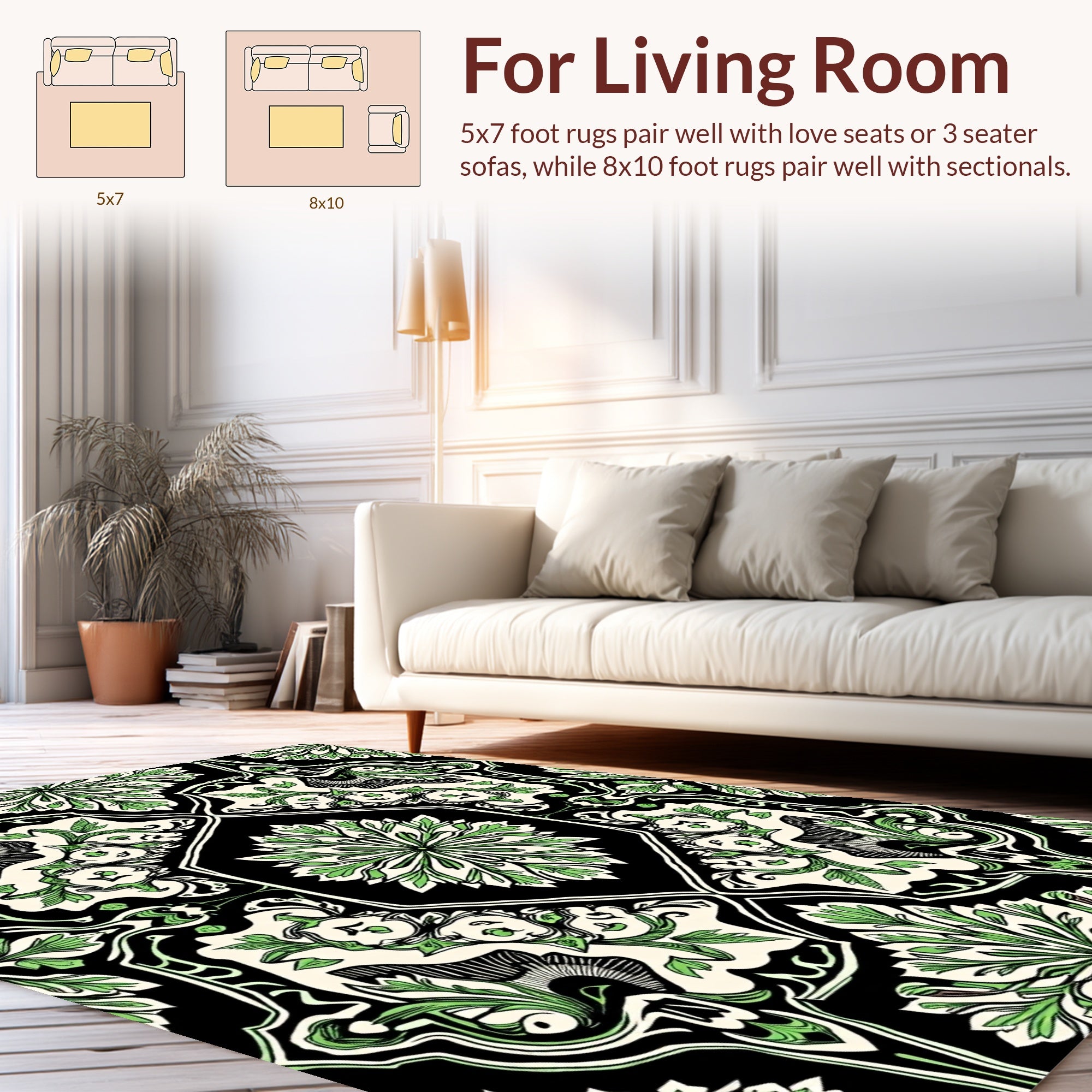 Verdant Vintage Floral Symmetry Pattern Rug