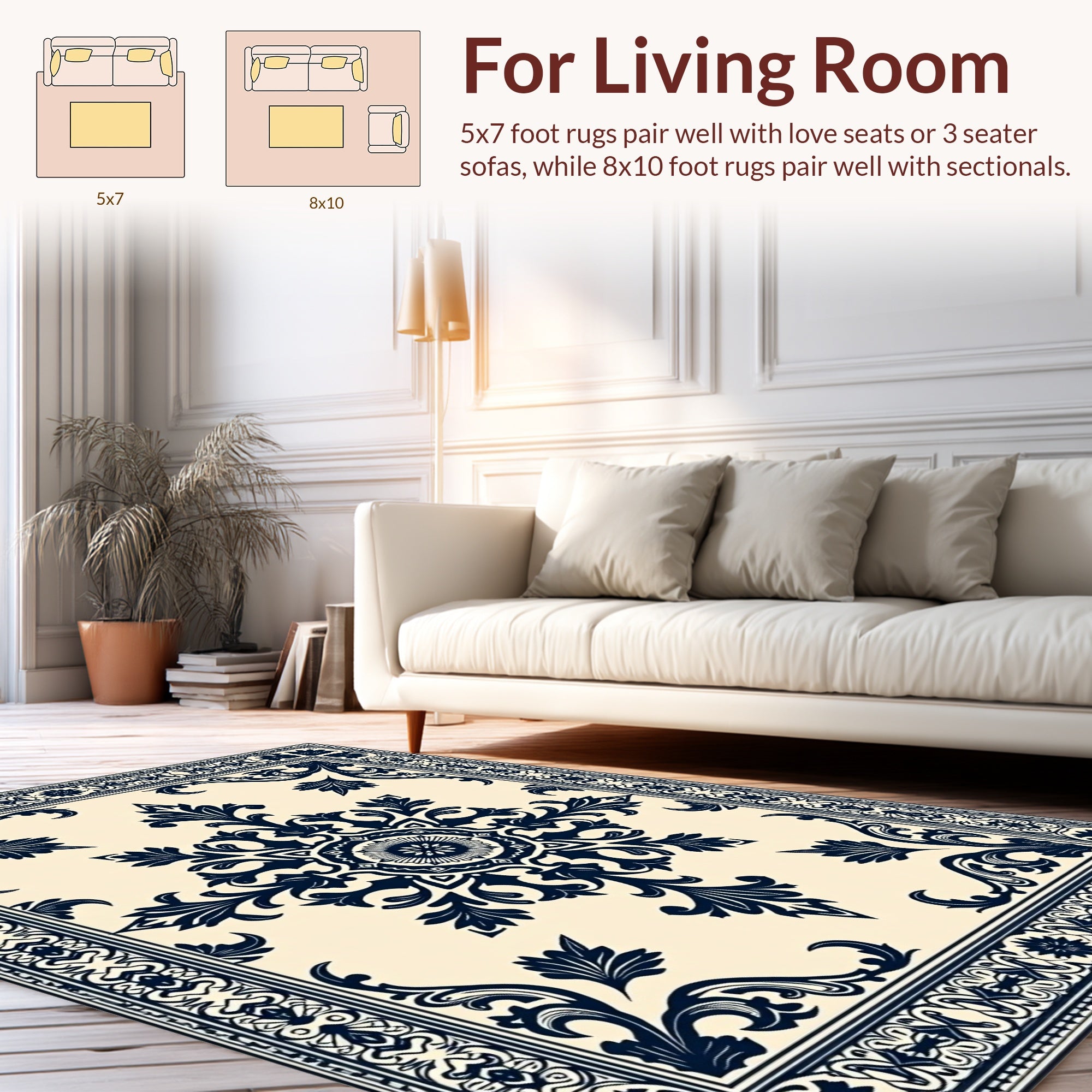 Classic Floral Medallion Border Design Rug